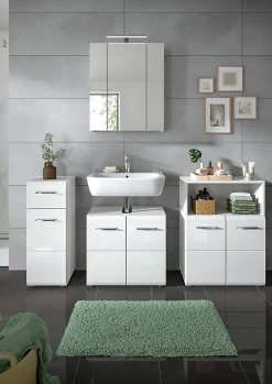 Chb Collection Kai - Armoire sous lavabo (L/H/P : 60x54x32 cm) en mélaminé blanc