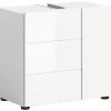 Meuble Sous Lavabo|Chb Collection Kai - Meuble sous-lavabo (L/H/P : 60x56x34 cm) en mélamine blanche et blanc brillant profond