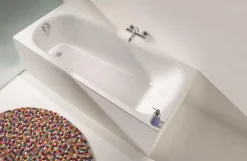 Kaldewei Eurowa Baignoire droite avec pieds 170 x 70 cm en acier émaillé, Blanc alpin (119800010001-SET)