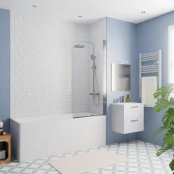 Kaldewei 170x70 cm Ensemble baignoire Eurowa universelle + Pare baignoire pivotant chrome + pieds (KW312-SETP1)