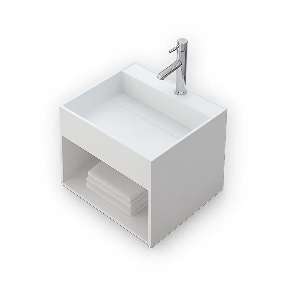 Lavabo|Ambra KARAE - Lave-mains carré suspendu - Design Elégant et Raffiné - Solide et Robuste - Entretien Facile - Blanc - 33 x 33 x 25 cm
