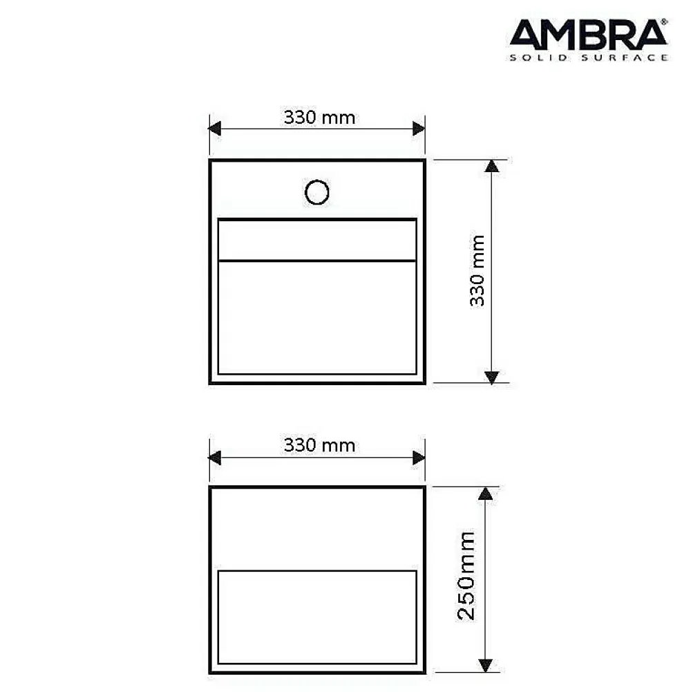 Lavabo|Ambra KARAE - Lave-mains carré suspendu - Design Elégant et Raffiné - Solide et Robuste - Entretien Facile - Blanc - 33 x 33 x 25 cm