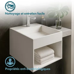 Lavabo|Ambra KARAE - Lave-mains carré suspendu - Design Elégant et Raffiné - Solide et Robuste - Entretien Facile - Blanc - 33 x 33 x 25 cm