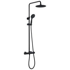 Colonne De Douche Thermostatique|Kibath Colonne de douche thermostatique ronde 83-120 cm finition NOIR mat en laiton