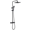 Kibath Colonne de douche thermostatique carrée 83-120 cm finition NOIR mat en laiton
