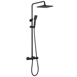 Kibath Colonne de douche thermostatique carrée 83-120 cm finition NOIR mat en laiton