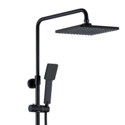 Kibath Colonne de douche thermostatique carrée 83-120 cm finition NOIR mat en laiton