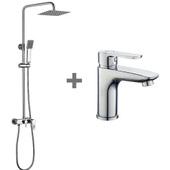 Kibath Pack colonne et robinet mitigeur NAD, finition chrome poli, en laiton