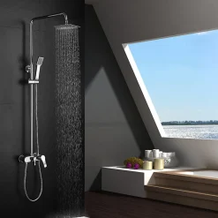 Kibath Pack colonne et robinet mitigeur NAD, finition chrome poli, en laiton