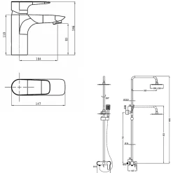 Kibath Pack colonne et robinet mitigeur NAD, finition chrome poli, en laiton