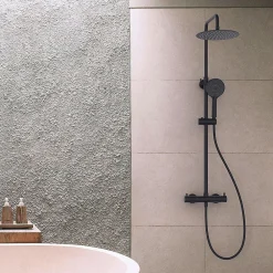 Kibath Pack colonne et robinet mitigeur DAK, finition NOIR mat, en laiton