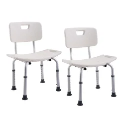 Kibath Pack de 2 sièges avec dossier carré, finition BLANC mat, en ABS