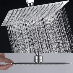 Colonne De Douche Mécanique|Kibath Pommeau de douche carré 20x20 cm, finition chrome poli, en laiton