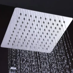 Colonne De Douche Mécanique|Kibath Pommeau de douche carré 20x20 cm, finition chrome poli, en laiton