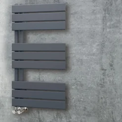 Kibath Radiateur sèche-serviettes circuit de chauffage 90 cm x 50 cm VALLES finition graphite anthracite mat en acier