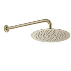 Robinet De Douche|Kibath Robinet de douche encastré, équipement de douche mural monocommande rond, finition or mat brossé, en laiton