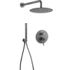 Robinet De Douche|Kibath Robinet de douche encastré, douchette murale ronde monocommande, finition GUN METAL mat, en laiton