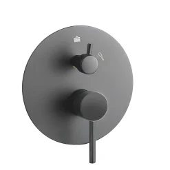 Robinet De Douche|Kibath Robinet de douche encastré, douchette murale ronde monocommande, finition GUN METAL mat, en laiton