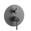 Kibath Robinet de douche encastré (robinet uniquement) rond à levier unique, finition GUN METAL mat en laiton