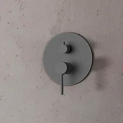 Kibath Robinet de douche encastré (robinet uniquement) rond à levier unique, finition GUN METAL mat en laiton