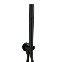 Kibath Robinet de douche monocommande rond VAL pour montage au plafond avec finition noir mat en laiton