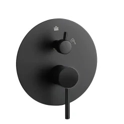 Kibath Robinet de douche monocommande rond VAL pour montage au plafond avec finition noir mat en laiton