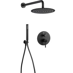 Robinet De Douche|Kibath Robinet de douche mural rond VAL à levier unique avec finition noir mat en laiton