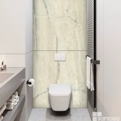 Panneau Mural De Salle De Bains|Kobert-in Kit de 2 Panneaux d'Habillage Décoratif Mural Douche, L120xl120x0.4 cm, finition marbre beige, Sabana KOBERTIN