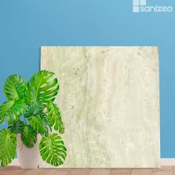 Panneau Mural De Salle De Bains|Kobert-in Kit de 2 Panneaux d'Habillage Décoratif Mural Douche, L120xl120x0.4 cm, finition marbre beige, Sabana KOBERTIN