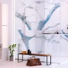 Panneau Mural De Salle De Bains|Kobert-in Kit de 2 Panneaux d'Habillage Décoratif Mural Douche, L120xl120x0.4 cm, finition bleu, Calacatta BLUE KOBERTIN