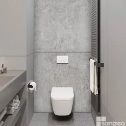 Panneau Mural De Salle De Bains|Kobert-in Kit de 2 Panneaux d'Habillage Décoratif Mural Douche, L120xl120x0.4 cm, finition béton, Urban Concrete KOBERTIN