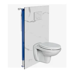 Kobert-in Kit de 2 Panneaux Habillage WC suspendu , L120xl120x0.4 cm, finition marbre blanc, Mud White KOBERTIN