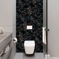 Wc Suspendu|Kobert-in Kit de 2 Panneaux Habillage WC suspendu , L120xl120x0.4 cm, finition marbre gris, Promise KOBERTIN
