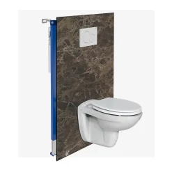 Kobert-in Kit de 2 Panneaux Habillage WC suspendu , L120xl120x0.4 cm, finition marbre marron, Emperador KOBERTIN