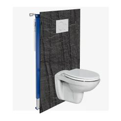 Kobert-in Kit de 2 Panneaux Habillage WC suspendu , L120xl120x0.4 cm, finition pierre noire, Manson KOBERTIN