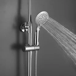 Kibath Kit de barre de douche 5 positions avec équipement NAV rond, finition chrome poli, en acier inoxydable