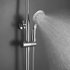 Kibath Kit de barre de douche 5 positions avec équipement NAV rond, finition chrome poli, en acier inoxydable