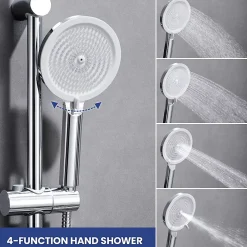 Pommeau De Douche, Flexible Et Barre De Douche|Sofetiy Max Kit de douche , Douchette 4 Fonctions, Ensemble de Douche Design Réglable en Hauteur, Pommeau de douche, barre