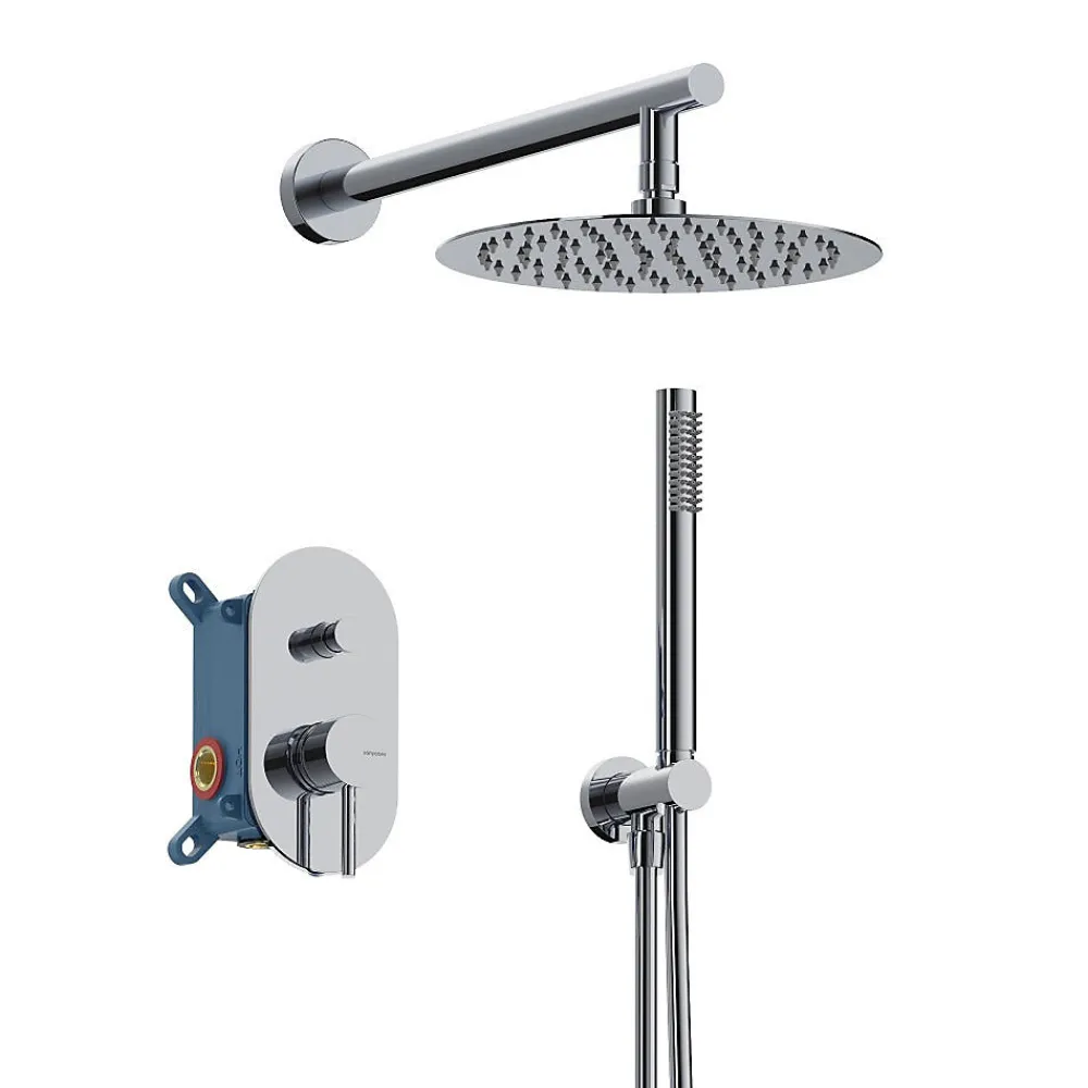 Robinet De Baignoire|Sanycces Kit de douche à encastrer LOOP Chrome