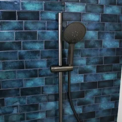 Essebagno Kit de douche avec barre + douchette 3 jets, gun metal, Luisa
