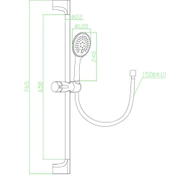 Essebagno Kit de douche avec barre + douchette 3 jets, gun metal, Luisa