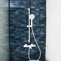 Essebagno Kit de douche avec barre + douchette 3 jets, blanc, Luisa