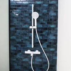 Essebagno Kit de douche avec barre + douchette 3 jets, blanc, Luisa