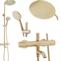 Colonne De Douche Mécanique|Rea Kit de douche avec thermostat Lungo Gold
