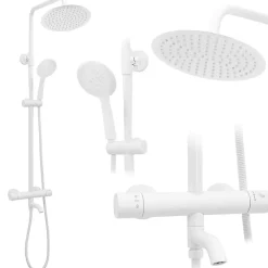 Colonne De Douche Mécanique|Rea Kit de douche avec thermostat Lungo White Matt
