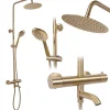 Rea Kit de douche avec thermostat Lungo Gold Brush