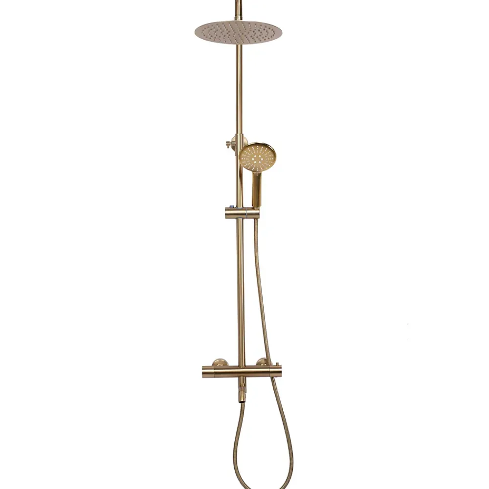 Rea Kit de douche avec thermostat Lungo Gold Brush