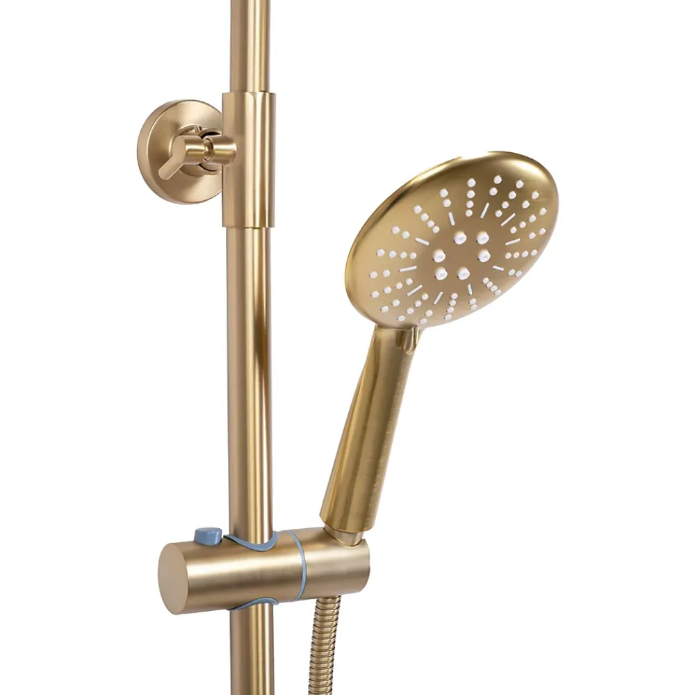 Rea Kit de douche avec thermostat Lungo Gold Brush