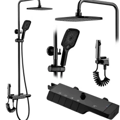 Colonne De Douche Mécanique|Rea Kit De Douche Avec Thermostat Rob Black