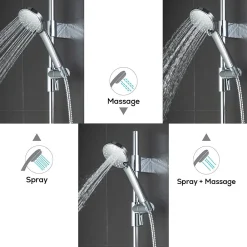 Colonne De Douche Sans Robinetterie|Bain-Bain Kit de douche Chrome ARIA -